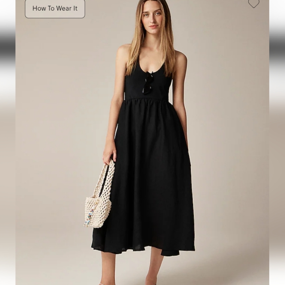 J Crew Halter mixy Midi dress CL648 Size M Black